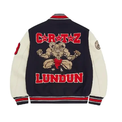 Corteiz Goat Varsity Jacket Navy1