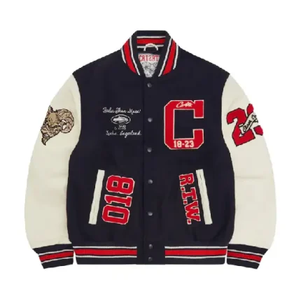 Corteiz Goat Varsity Jacket Navyb