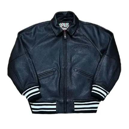 Corteiz Leather Jacket Blackbn