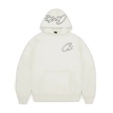 Corteiz Satin C Star Applique Hoodie Off White